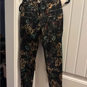 Free People Black and Brown Floral Pants